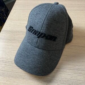 Snap On Grey Heathered Baseball Cap Cotton Logo Adjustable Strap